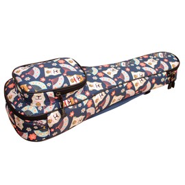 MUSIC FIRST Cute Cartoon 'Shiba Inu and Sakura' Dog Ukulele Case, Fit for 2324 inch Concert Ukulele, Blue