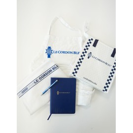 Le Cordon Bleu Cooking Gift Set - Gourmet Apron, White Tea Towel, White Cooler Bag, Blue Notebook & Blue Pen - Ideal for Chefs and Culinary Students