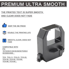 (6 Pack) Compatible Ribbon PIX and TCX Time Clock Ribbon Replacement for Amano PIX10/15/20/21/25/35/28/55/75/95/200/3000/4000,TCX-11/21/22/35/45/85/88/90 fits PIX and TCX All Models, Black