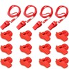 16 Packs Red Whistle with Lanyard, Loud Crisp Sound Plastic