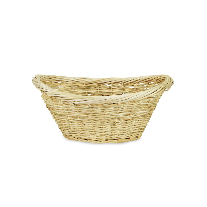 Small oval natural willow heavy rimmed laundry basket (UW-8802A)