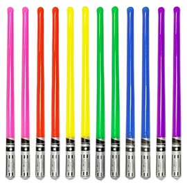 Pack of 12 Party Weight Inflatable Lightsaber- 2 Pink, 2 Red, 2 Yellow, 2 Green, 2 Blue, 2 Purple Rainbow Pack