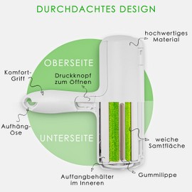 PepaPet® Tierhaarentferner Fusselrolle Fusselbürste Tierhaare wiederverwendbar - Tierhaare effizient entfernen - auf Sofas Teppichen im Auto schnell und einfach