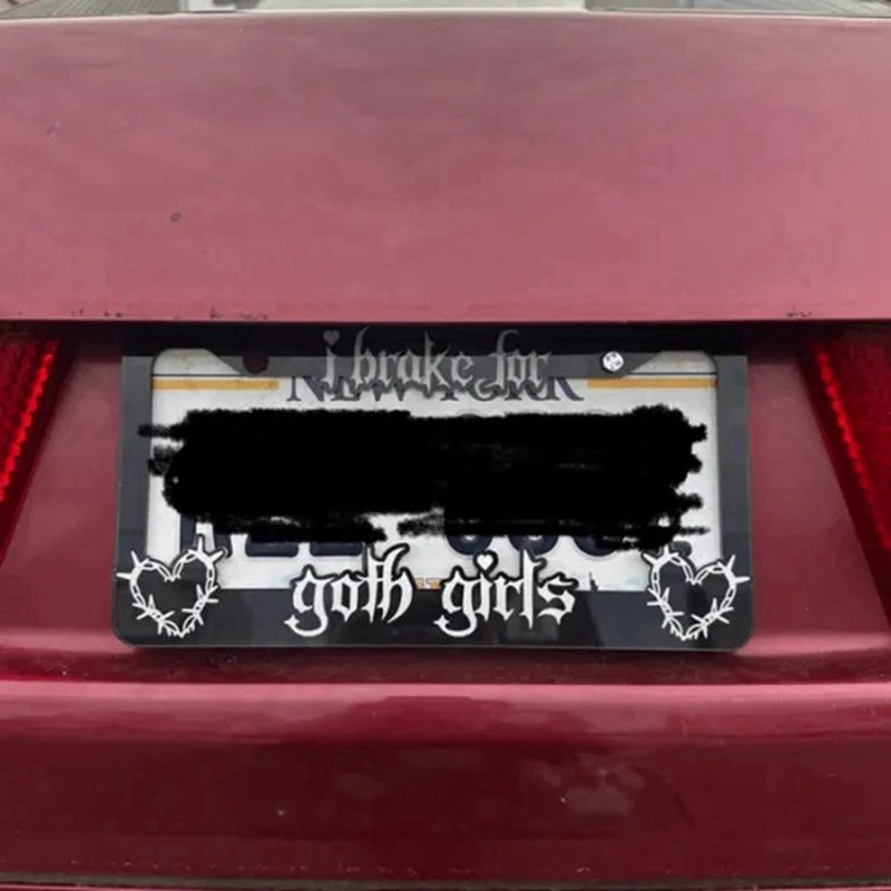 2X Black License Plate Frame Decorative License Brake for Goth