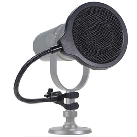 SUNMON Mic Pop Filter For Shure MV7, Seiren Mini Microphone, 4 Inch 3 Layers Metal Pop Filter for Mic with Flexible 360°Gooseneck Clip