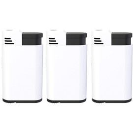 Palio Torcia Single Jet Flame Lighter, Refillable, Adjustable Torch Flame, Wind Resistant, Simple, Functional, Pocket Size, Durable Metal Body, White, Pack of 3