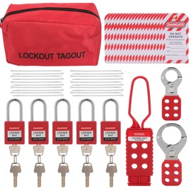 TOKCKYBL Lockout Tagout Kit Electrical Loto - 48 PCS OSHA Compliant Safety Kit with Padlocks, Hasps, Zip Ties, Tags & Storage Bag for Industrial/Electrical Equipment