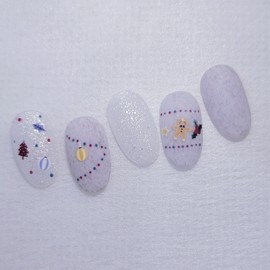 Gingerbread Winter Garden Handmade Nail Tips - Coffin Midi / 진저브래드 겨울정원 수제네일팁 - 코핀미디