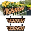 LaLaGreen Railing Planter Boxes (24 Inch, 2 Pack) Black Metal