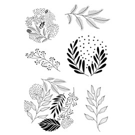 Woodware Clear Singles Paintable Baubles Leafy Fillers 4 in x 6 in Stamp Set, Photopolymer, 4 x 6 inch