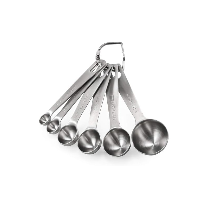 Vroxdrez 18/8 Stainless Steel Measuring Spoons, 6 Pieces, Kitchen Measure