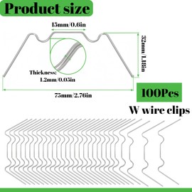 RONGZUBAT 100pcs Greenhouse Glass Clips W Clips for Greenhouse Glass Panes,Stainless Steel Greenhouse W Clips,W Spring Clips Greenhouse Glazing Clips Window Clips for Greenhouse