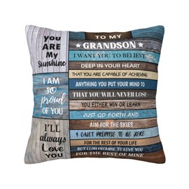 Grandson Gifts - Gifts for Grandson - Grandson Gifts from Grandma - Valentine's Day Gifts for Grandson - Gifts for Adult Grandson - Grandson First Birthday Gifts Throw Pillow Covers 18×18 Inches