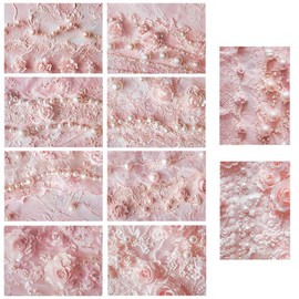 GORGECRAFT 60Pcs Floral Pattern Scrapbook Paper Pink Vintage Scrapbooking Papers Flower Pearls Decorative Journaling Art Craft Paper Supplies for Junk Journal Planner Card Making Photo Decor 14 x 10cm