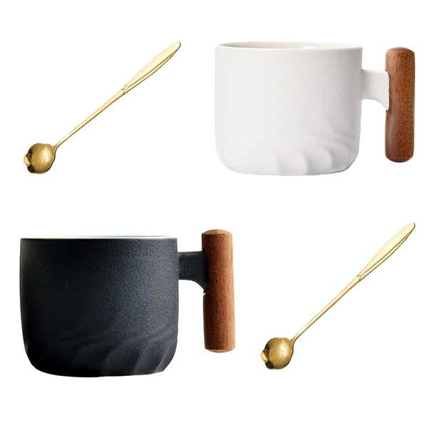 2.3 Oz Small Coffee Cups Tea Cup Spoons Set, Ceramic