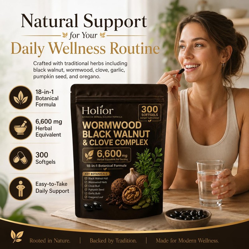 Holior Wormwood Black Walnut Cloves – 300 Count, Digestive &