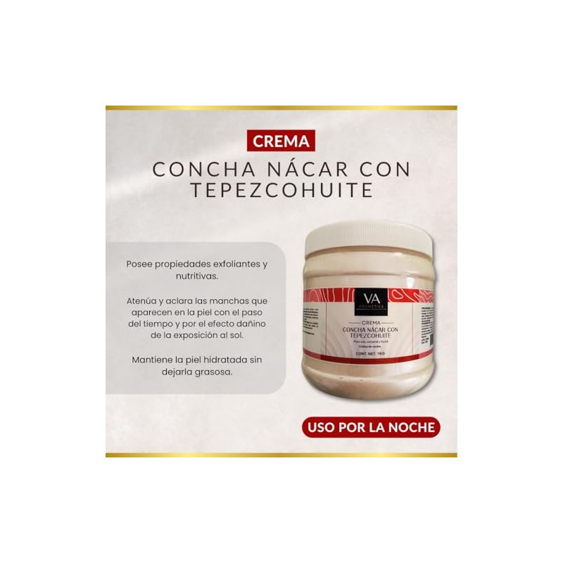 Crema Concha Nacar Con Tepezcohuite Corporal y Facial 1 Kilo