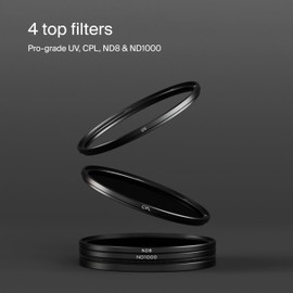 Urth 46mm 4-in-1 Magnetic Lens Filter Kit (Plus+) — UV, CPL, Neutral Density ND8, ND1000, Multi-Coated Optical Glass, Ultra-Slim Camera Lens Filters