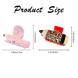 6 Pcs Teacher Claw Clips, Teacher Hair Clips, Teachers Accessories, Teachers Accessories for Women, Pencil Hair Clip,Cute Funny School Pencil Claw Clip, Back To School Presents