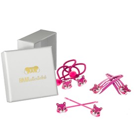 HAARallerliebst Hair Accessories Set (Hamster 6 Pieces) Hair Clips Hair Bobby Pins for Children with Storage Box (White: Hamster)
