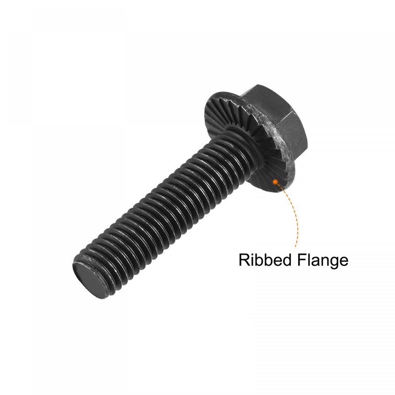 uxcell M10-1.5x40mm Hex Serrated Flange Bolts 10.9 Grade Carbon Steel