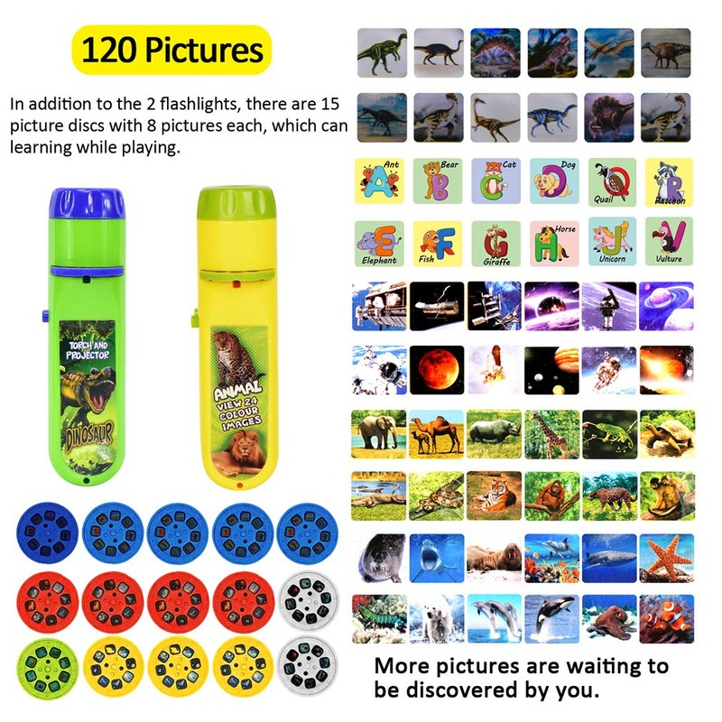 Yeelan 2PCS Projector Torch Projection Light Torches lamp Flashlight Dinosaur,