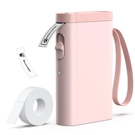 TYPONOS P21 Label Maker Machine with Tape, Label Printer Thermal Mini Label Makers with Built-in Cutter and Multiple Templates, Portable Printers for School, Office and Home Use (Pink)
