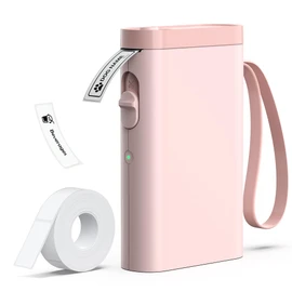 TYPONOS P21 Label Maker Machine with Tape, Label Printer Thermal Mini Label Makers with Built-in Cutter and Multiple Templates, Portable Printers for School, Office and Home Use (Pink)
