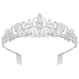 alwaiiz Women's Wedding Tiara with Comb Crystal Crown Rhinestone Crown for Weddings, Proms and Birthday Parties, Alloy, No Gemstone