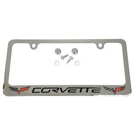 Corvette 2005-13 License Plate Frame/Bezel - C6 Logo Chrome