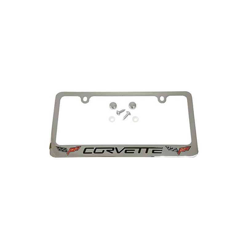 Corvette 2005-13 License Plate Frame/Bezel - C6 Logo Chrome