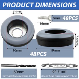 TXErfolg Teflon Gliders for Screwing 48 Pieces Floor Gliders Diameter 19 mm (Round, Black) Furniture Gliders with 48 Stainless Steel Screws and 2 Drill Furniture Gliders Set Effective Protection of