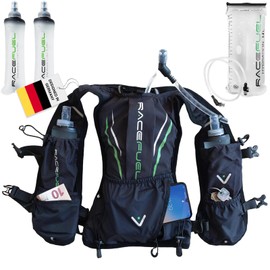 Racefuel Ultralight Hydration Vest 245 g, One Size for Men and Women - Includes 1.5 L Hydration Bladder & 2 x 500 ml Soft Flasks - Running Vest for Trail Running & Cycling