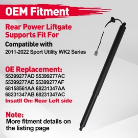 Left Side Rear Liftgate Power Support Shock Strut Compatible with 2011-2012 Grand Chero-kee Sport Utility WK2 Series, Electric Tailgate Lift Actuator Replaces OE# 55399277AD 55399277AC