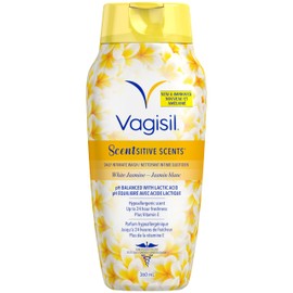 Vagisil Feminine Wash for Intimate Areas and Sensitive Skin, Scentsitive Scents pH Balanced and Gynecologist Tested, 360mL, White Jasmine