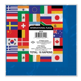 Beistle 58122 International Flag Luncheon Napkins 2-Ply, 16 per Package