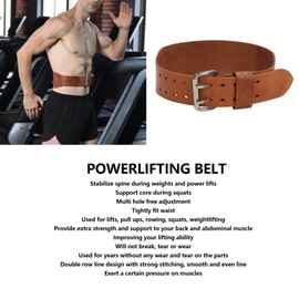 Weight Lifting Belt, 1 Layer Leather Double Prong Power Lifting Back Support Men Women Strength for Weightlifting Training (L)