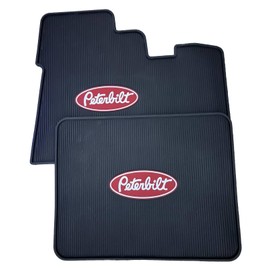 Peterbilt Logo Rubber Semi Truck Front Floor Mat Set | 2004 & Older - Part # FMPBV3000A-NG