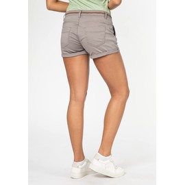 Sublevel women's stretch shorts with a braided belt. - Light Grey, size: m