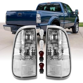 USR 08-16 F250 F350 SUPERDUTY Tail Light – Rear Tail Lamps Set (Left + Right) Compatible with 2008-2016 Ford F-250 F-350 F-450 PickUp Truck F350 F450 Super Duty (CLEAR LENS TAIL LIGHTS with BULBS)