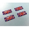 4 x Miniature Union Jack Flag Domed Gel Stickers Red,