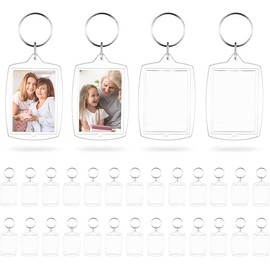 30 Piezas de Llaveros de Acrílico, Marcos para Fotos Transparentes, Llavero Acrílico con Anilla Partida, Inserta tu Foto Personalizada, Para Manualida