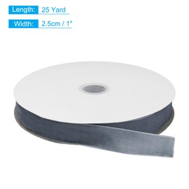 MECCANIXITY Velvet Ribbon 1 Inch x 25 Yard Single Face Spool Silky Velvet Fabric for Bouquets DIY Crafts Gift Wrapping Wedding Party Dark Gray