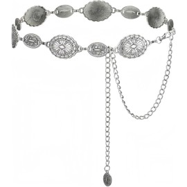 AMYGEM Western Metal Concho Belt for Women Cowgirl Chain Belts for Dresses Jeans Country Concert Outfit Sliver belts