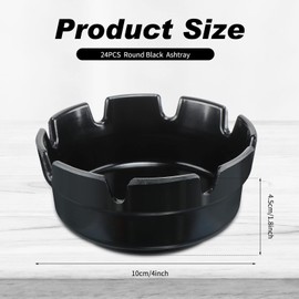 24 Pieces 4" Ashtrays Bulk Round Ashtray Melamine Ash Tray Outdoor Ashtray Home Ashtrays for Patio Outdoor Restaurant Kitchen Table Indoor Home Decoration (Black)