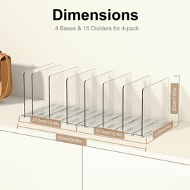 SortNStore Bag Purse Organizer for Closet: Shelf Dividers Adjustable Acrylic Handbag Storage - Plastic Closet Organizers and Storage for Clutches - Keep Carteras & Pocketbook Upright