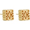 Mooncake Pattern Earrings,Geometric Retro French Square Hollow Three-Dimensional Copper Gold