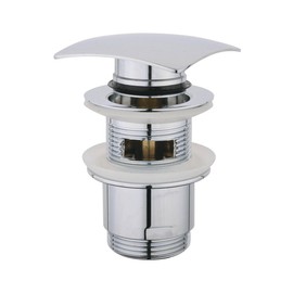 DURO CLICK-CLACK Valve with Brass Sleeve, Effortless Functionality for the Sink, Pop Up Valve, High-Quality Brass and Minimalist Design, with Overflow, Square, Chrome