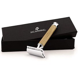 Jag Razor for Men and Women, Sustainable Wet Razor with Bamboo Handle, Double-Edged Razor with Elegant Case