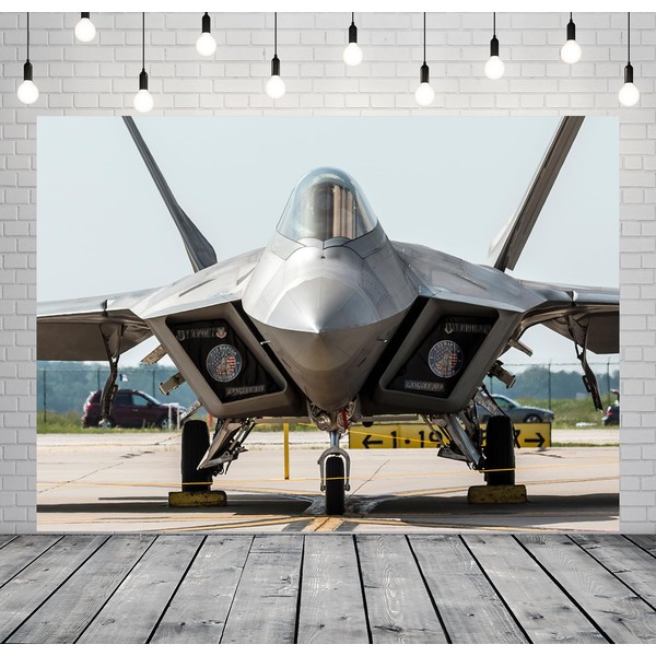 Loccor 7x5ft Fabric Jet Fighter Backdrop Air Combat Fighter Military